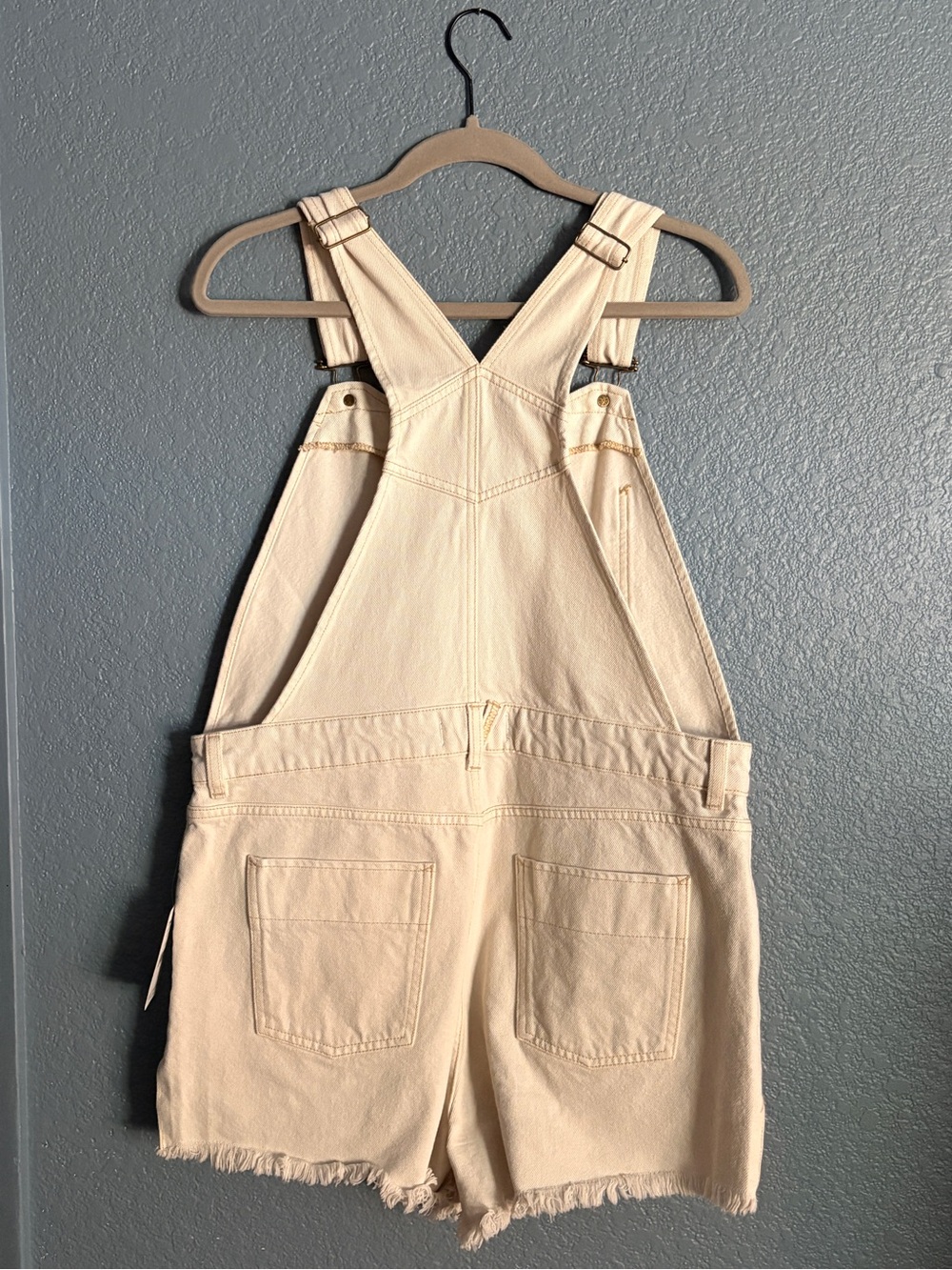 Free People Cream Denim Overalls - Picture 2 of 7